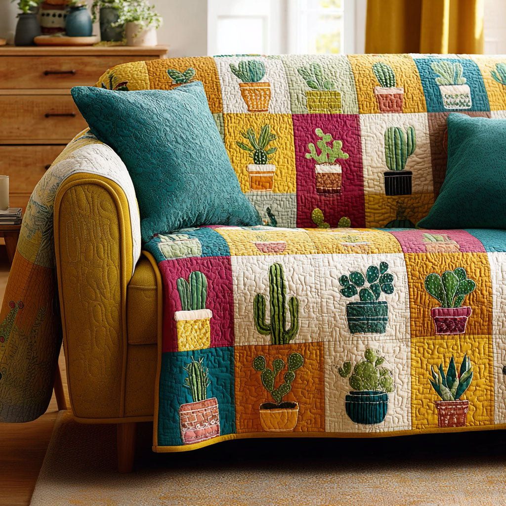 Earthy Botanica Quilted Sofa Cover NCU0NT12131