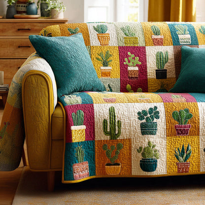 Earthy Botanica Quilted Sofa Cover NCU0NT12131