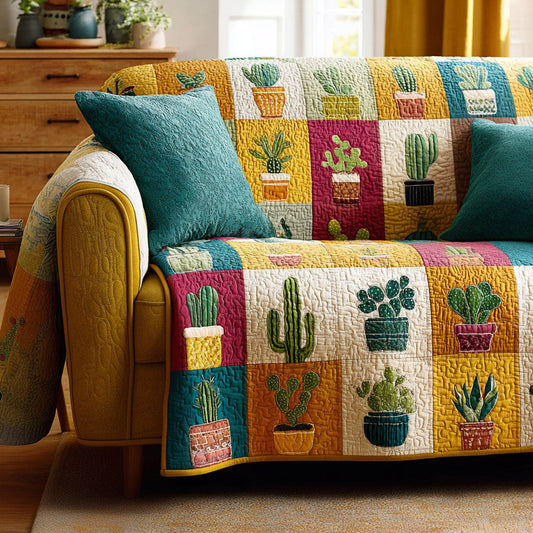 Earthy Botanica Quilted Sofa Cover NCU0NT12131