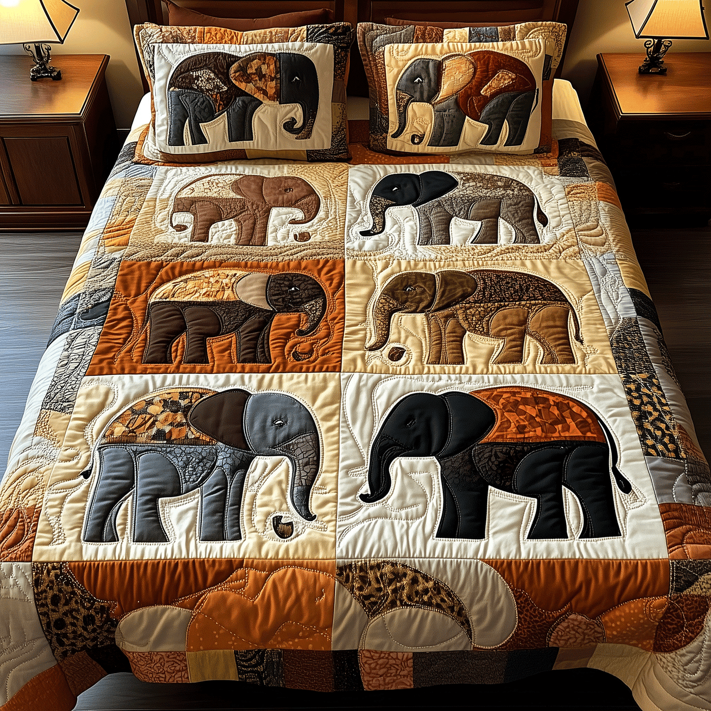 Earthy Elephant Bliss 3-Piece Quilted Bedding Set NCU0TH2591