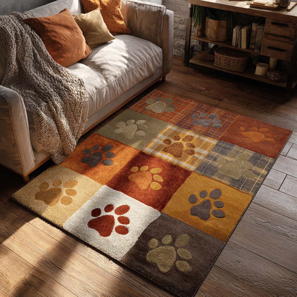 Earthy Forest Paw Area Rug NCU0XD2198