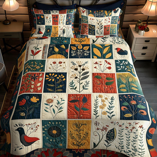 Earthy Petals 3-Piece Quilted Bedding Set NCU0PT6722