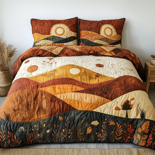Earthy Sunrise 3-Piece Quilted Bedding Set NCU0VL950