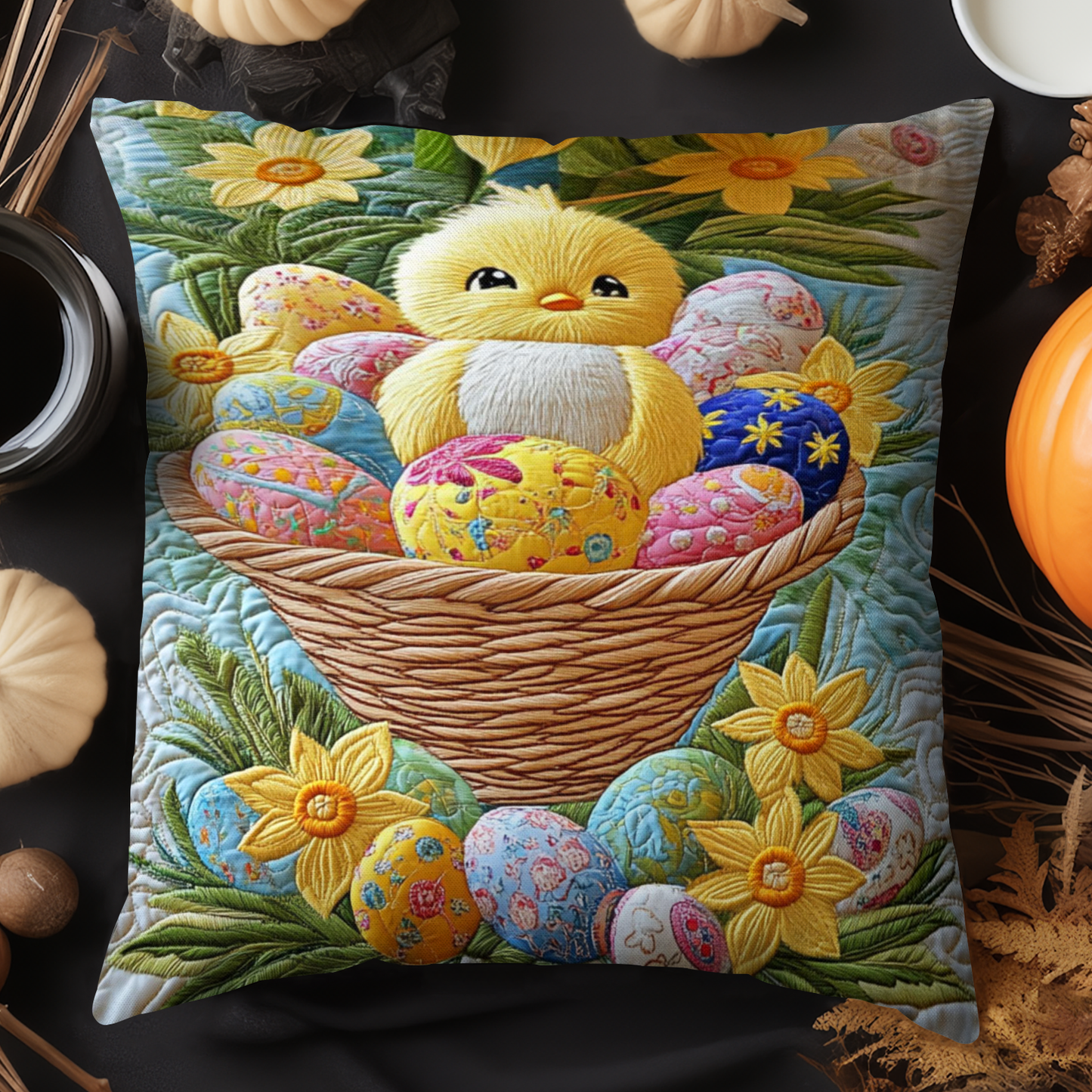 Easter Basket Eggs Quilted Pillow Case NCU0NT3645