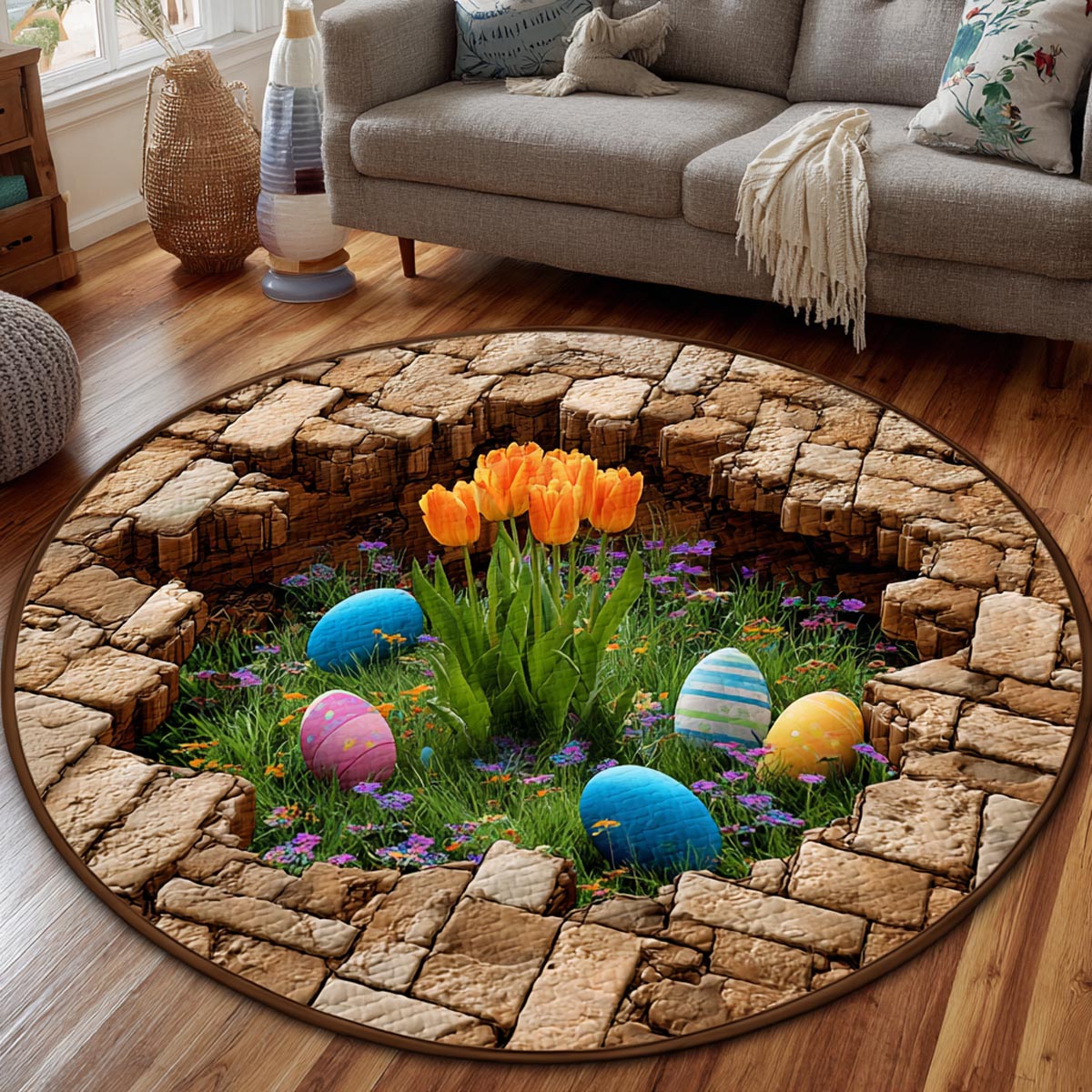 Easter Bloom Quilted Round Mat NCU0DV9390