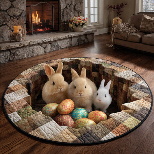 Easter Bunny Burrow Quilted Round Mat NCU0HH1733
