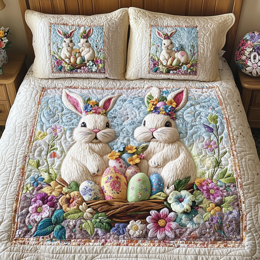 Easter Bunny Pair 3-Piece Quilted Bedding Set NCU0NT3304