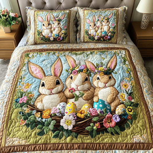 Easter Bunny Trio 3-Piece Quilted Bedding Set NCU0NT3305
