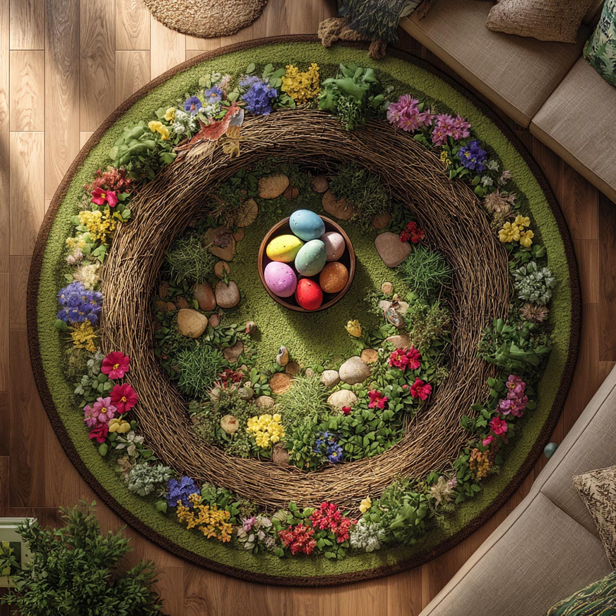 Easter Charm Quilted Round Mat NCU0DV9393