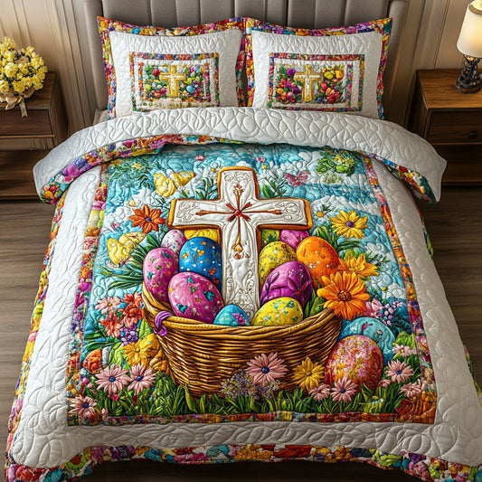 Easter Cross Delight 3-Piece Quilted Bedding Set NCU0NT2895