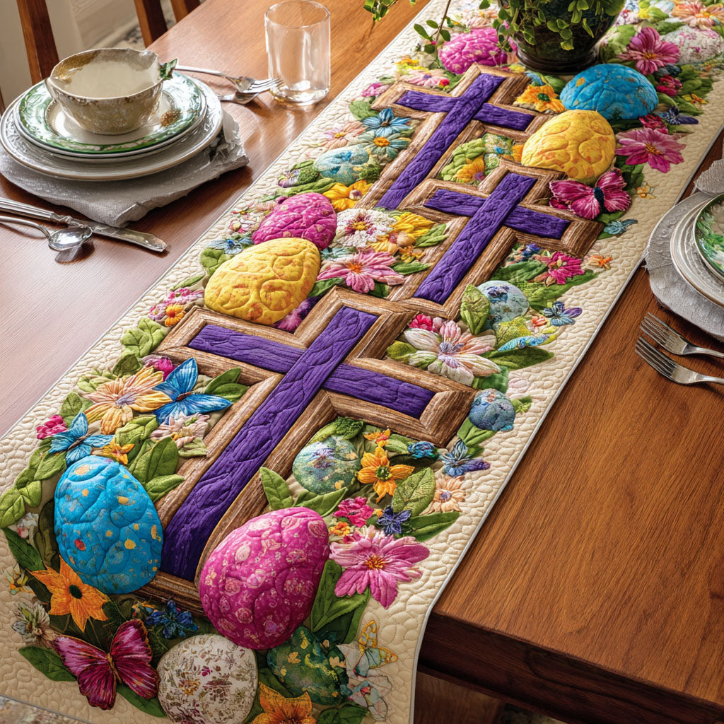 Easter Cross Quilted Table Runner NCU0TD2325
