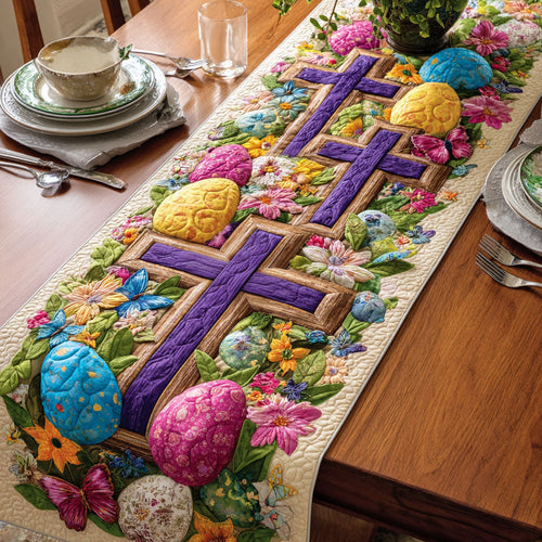 Easter Cross Quilted Table Runner NCU0TD2325