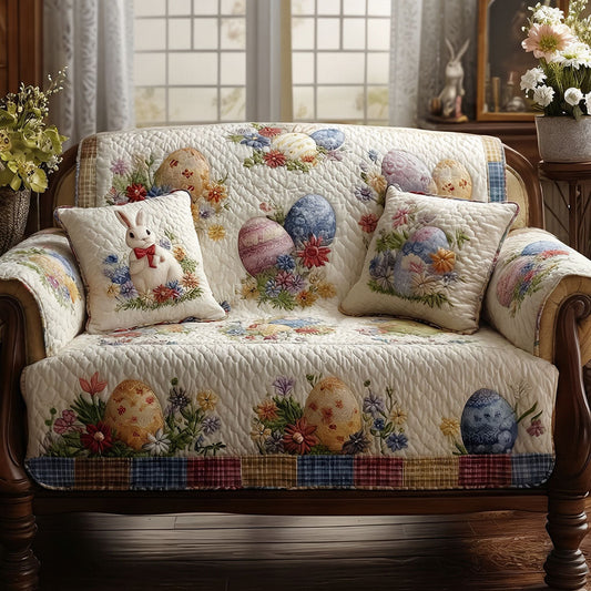 Easter Egg Garden Quilted Sofa Cover NCU0PT11418