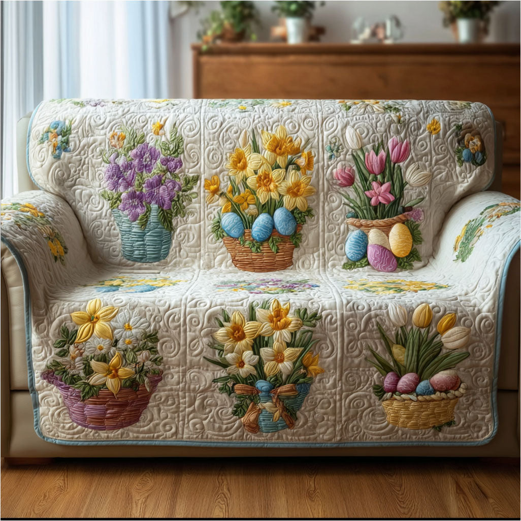 Easter Egg Medley Quilted Sofa Cover NCU0PT11371