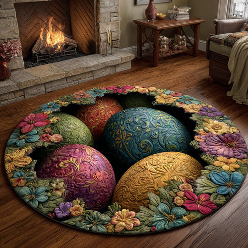 Easter Eggs Quilted Round Mat NCU0HH1742