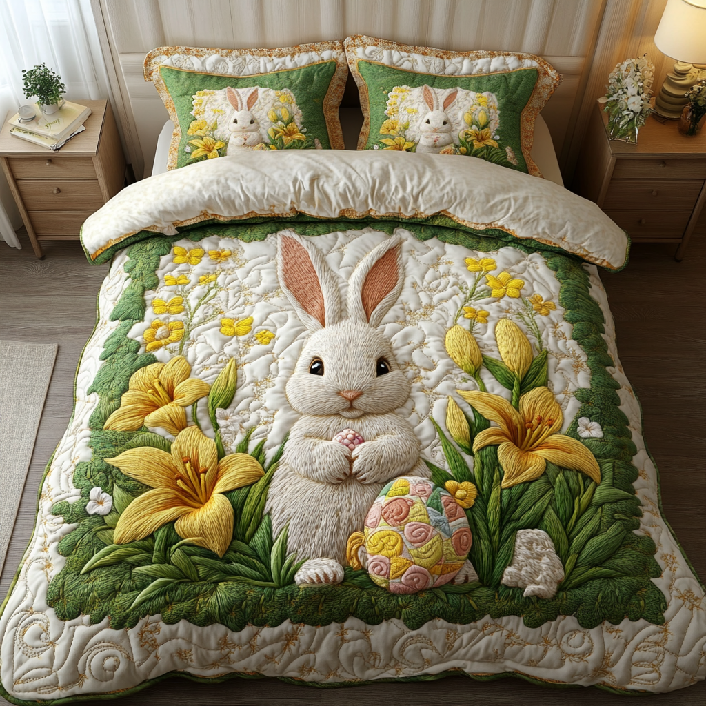 Easter Fluff 3-Piece Quilted Bedding Set NCU0VH3538 – Vantique