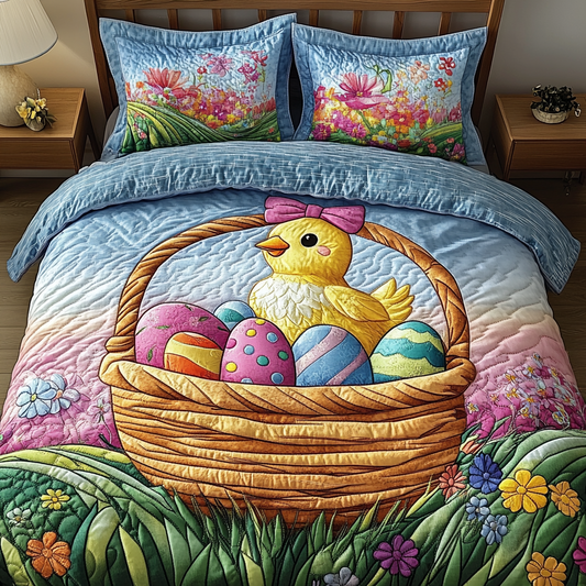 Easter Garden Delight 3-Piece Quilted Bedding Set NCU0VL1524