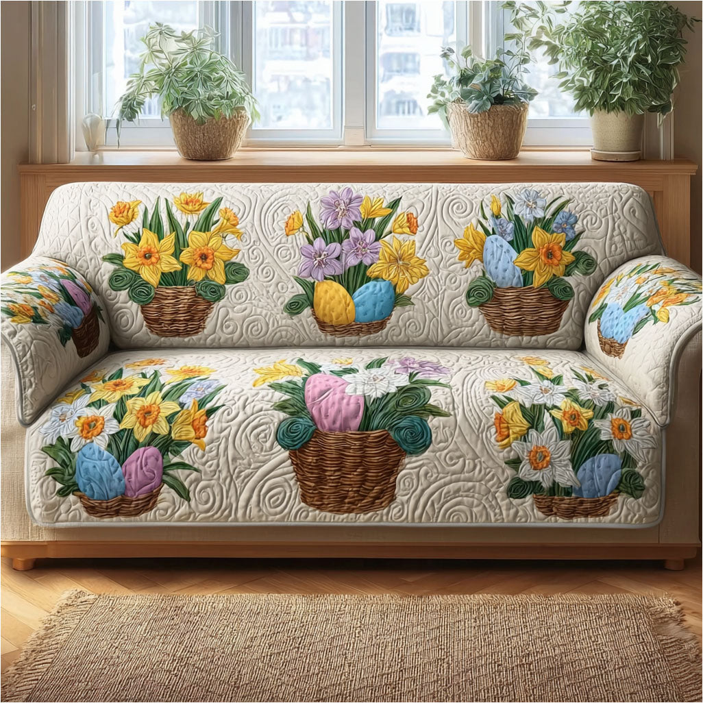 Easter Garden Grace Quilted Sofa Cover NCU0PT11372
