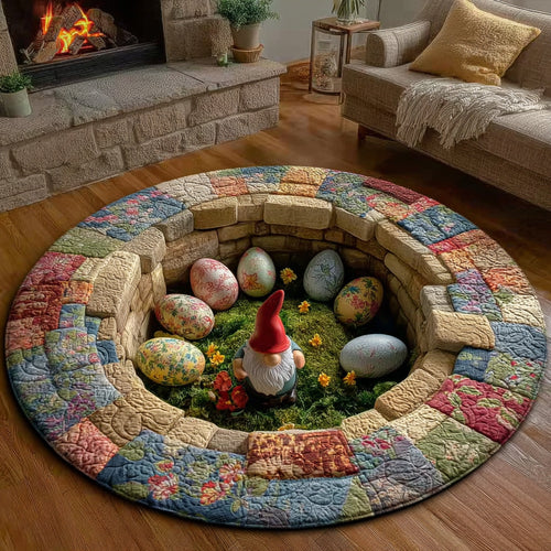 Easter Gnome Garden Quilted Round Mat NCU0HH1734