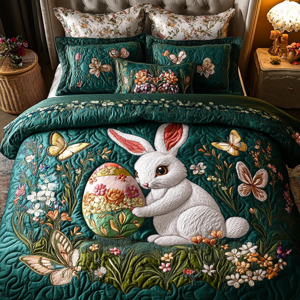 Easter Meadow 3-Piece Quilted Bedding Set NCU0VH2949