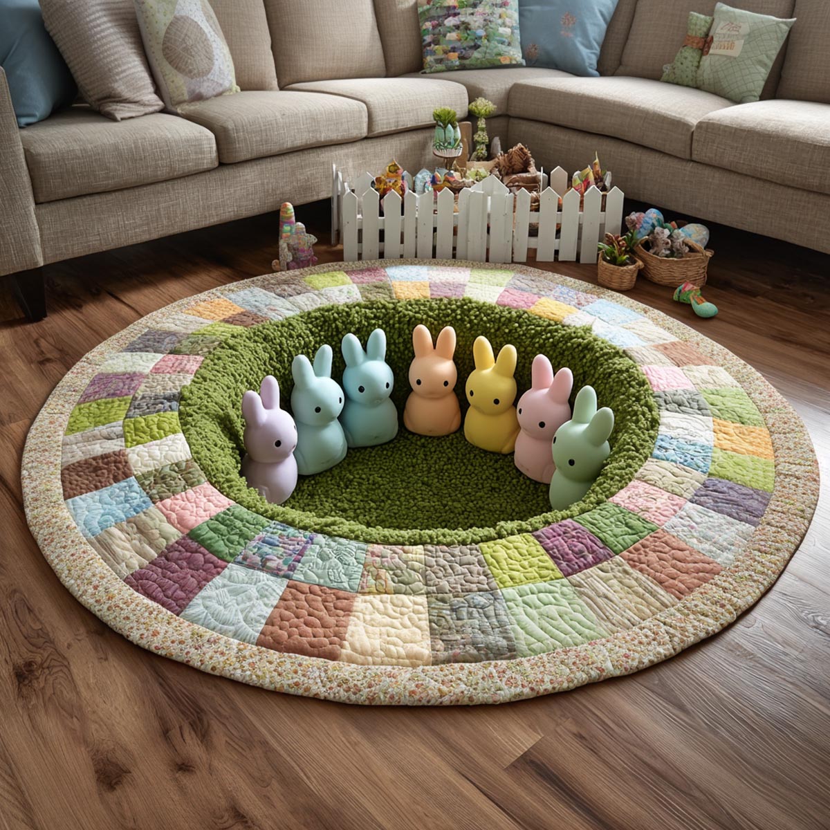 Easter Retreat Quilted Round Mat NCU0DV9401