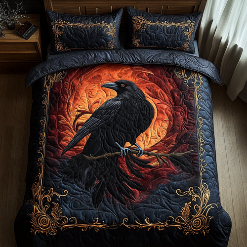 Ebon Crow Quilted Bedding Set NCU0DV2842