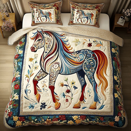 Echo Hooves 3-Piece Quilted Bedding Set NCU0NT2699