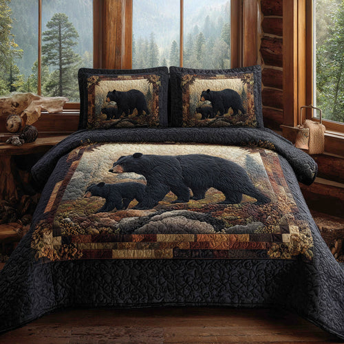 Echo Ridge Black Bear 3-Piece Quilted Bedding Set NCU0DV8020