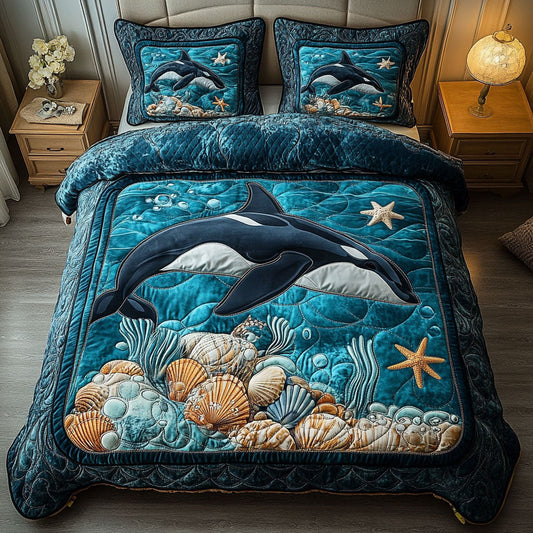 Echo of Oceans 3-Piece Quilted Bedding Set NCU0NT6985