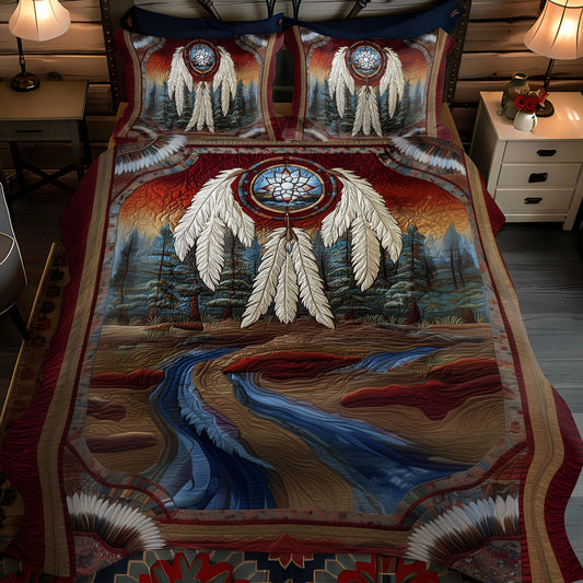 Echo of the Spirits 3-Piece Quilted Bedding Set NCU0PT7379