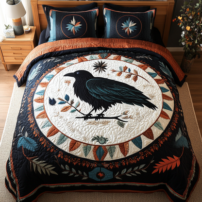 Eclipse Feathers 3-Piece Quilted Bedding Set NCU0VH3097