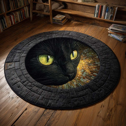 Black Cat Quilted Round Mat NCU0VT267