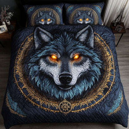 Eclipse Wolf 3-Piece Quilted Bedding Set NCU0NT4904