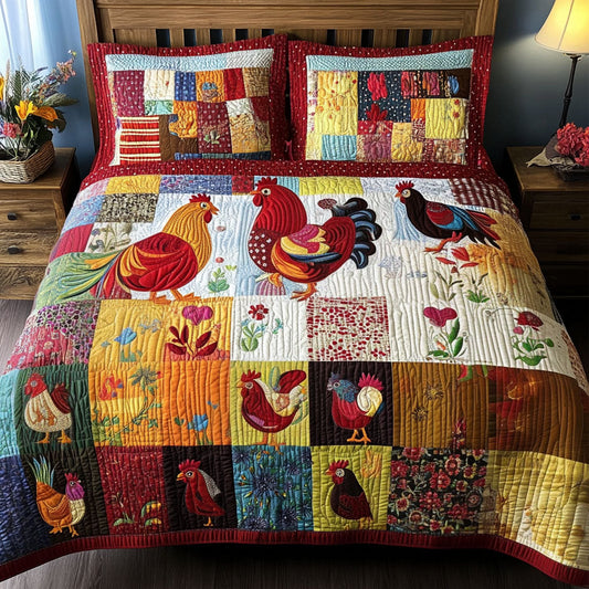 Egg-citing Patchwork 3-Piece Quilted Bedding Set NCU0PT7425