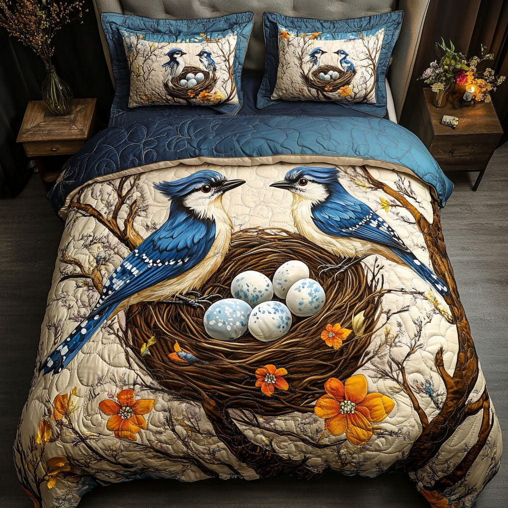 Egg Nest Jays 3-Piece Quilted Bedding Set NCU0NT5797