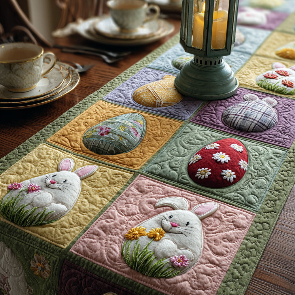Egg Hunt Garden Quilted Table Runner NCU0PT11388
