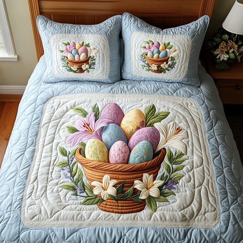 Egg Hunt Joy 3-Piece Quilted Bedding Set NCU0DV2393