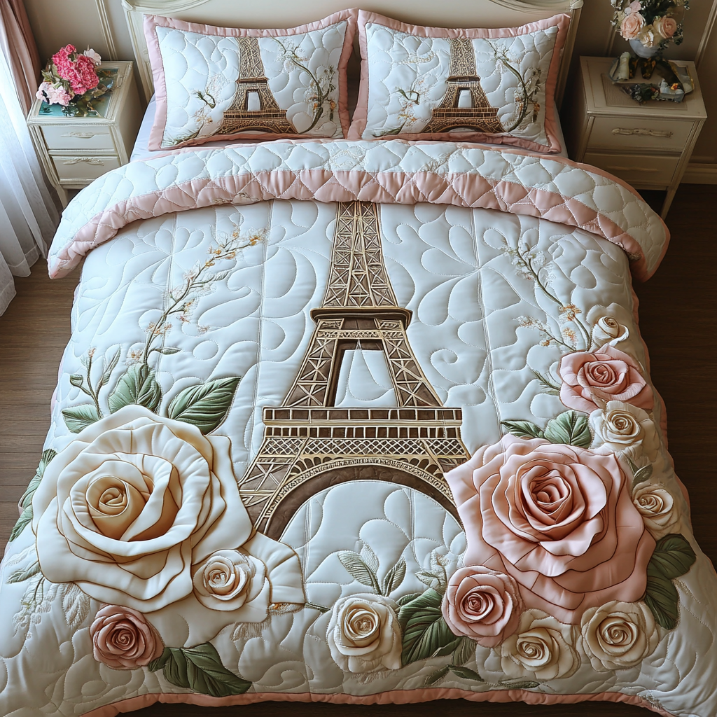 Eiffel Elegance 3-Piece Quilted Bedding Set NCU0DV5068
