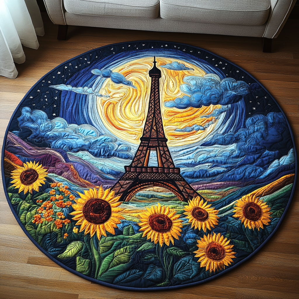 Eiffel Lights Quilted Round Mat NCU0DV5160