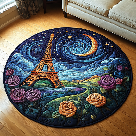 Eiffel Skyline Quilted Round Mat NCU0DV5163