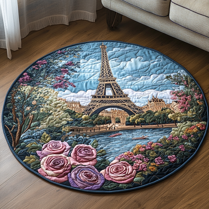 Eiffel Tower Love Quilted Round Mat NCU0DV5154