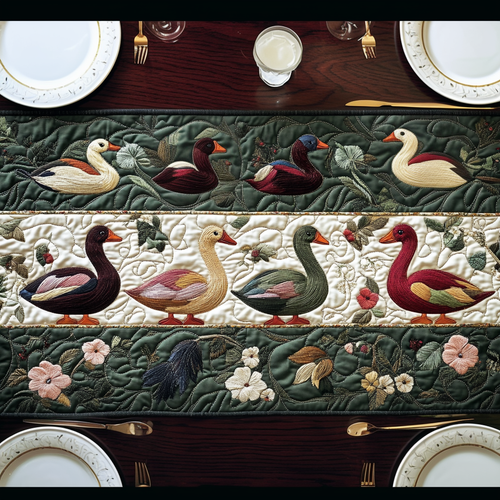 Elegant Duck Quilted Table Runner NCU0DV393