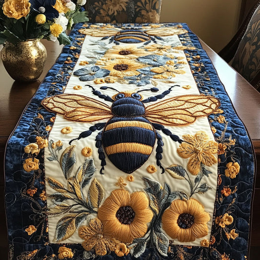 Elegant Bee Blossom Quilted Table Runner NCU0NT4009