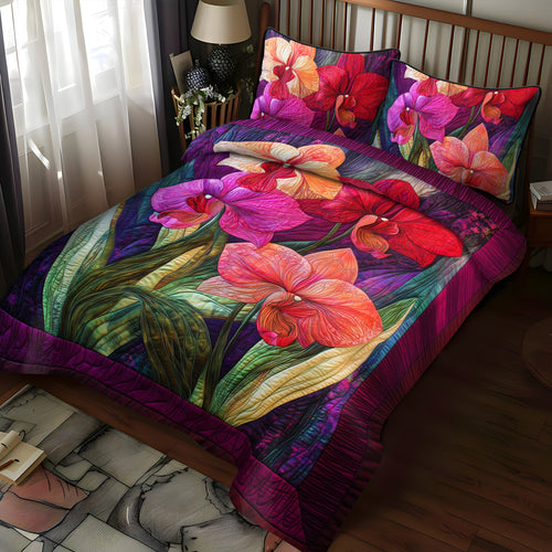Elegant Bloomscape 3-Piece Quilted Bedding Set NCU0PT5271