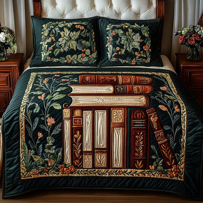 Elegant Book Stack 3-Piece Quilted Bedding Set NCU0NT4088