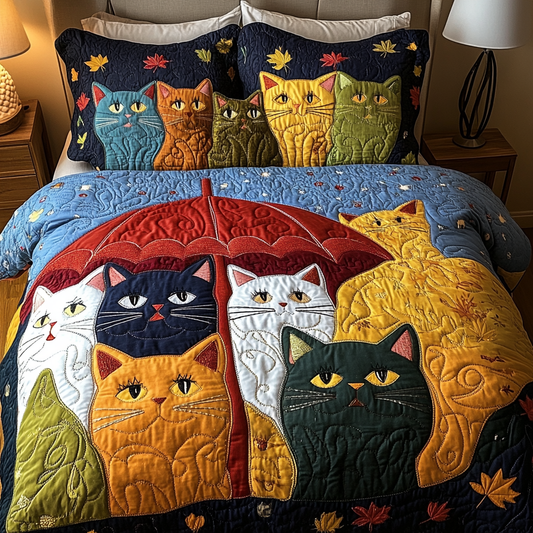 Elegant Cat 3-Piece Quilted Bedding Set NCU0DK7721