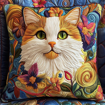 Elegant Cat Portrait Quilted Pillow Case NCU0NT6274