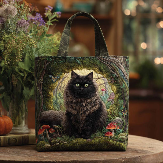 Elegant Cat Stare Quilted Tote Bag NCU0NT9114