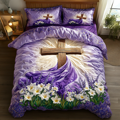 Elegant Cross 3-Piece Quilted Bedding Set NCU0DK8149