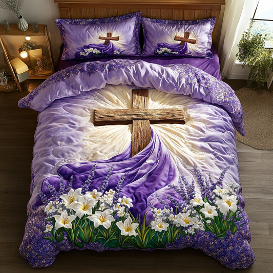 Elegant Cross 3-Piece Quilted Bedding Set NCU0DK8149